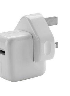 USB Mains Adapter 12W charger UK Plug For iPad/iPhone/Samsung White