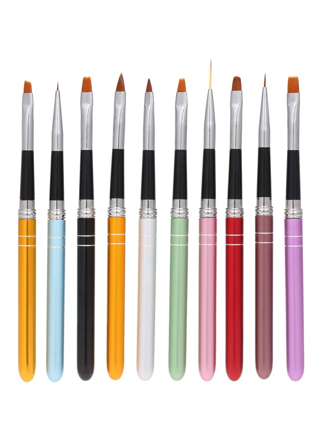 10-Piece Nail Art Design Polish Brush Set Yellow/Blue/Black