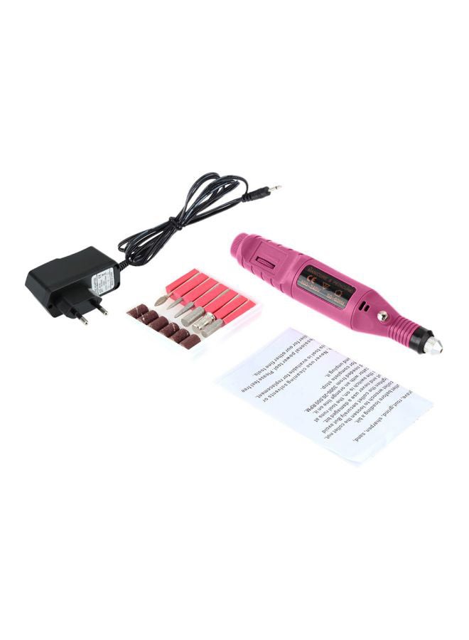 Generic Pen Shaped Electric Nail Drill Machine With 6 Bits Pink/Silver  - Image 1