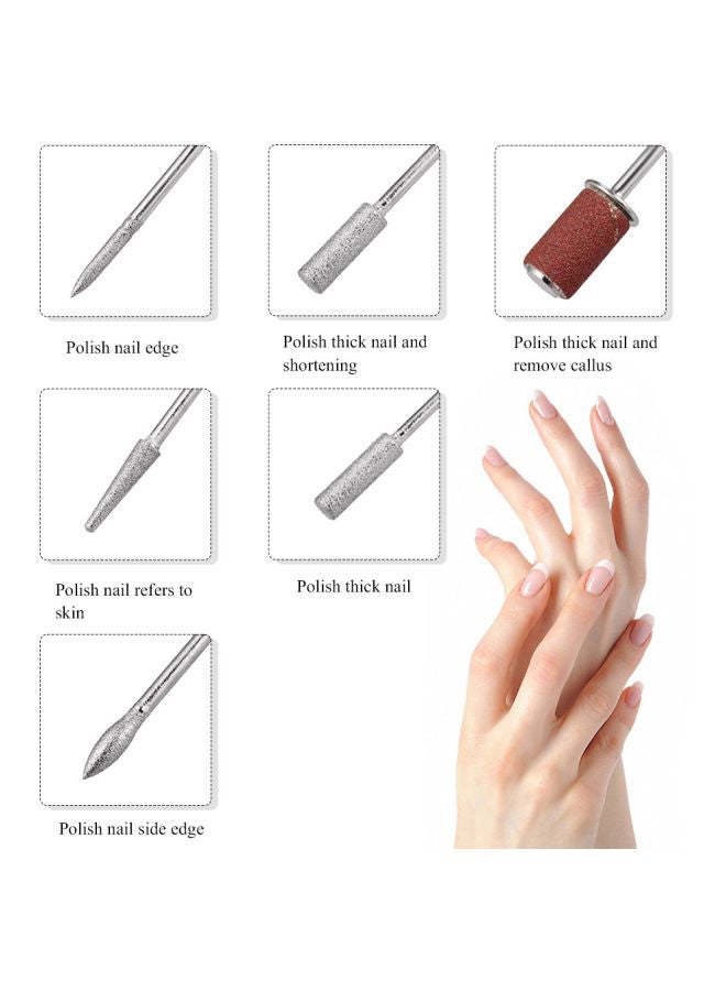 Generic Pen Shaped Electric Nail Drill Machine With 6 Bits Pink/Silver  - Image 5
