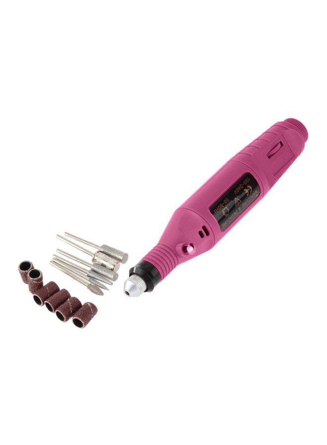 Generic Pen Shaped Electric Nail Drill Machine With 6 Bits Pink/Silver  - Image 2