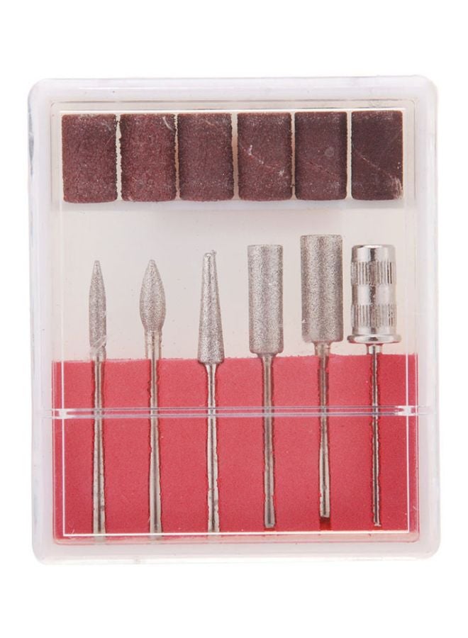 طقم لقم لمبرد الأظافر الكهربائي مكون من 6 قطع وردي / فضي - Image 1