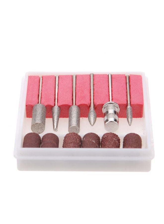 طقم لقم لمبرد الأظافر الكهربائي مكون من 6 قطع وردي / فضي - Image 2