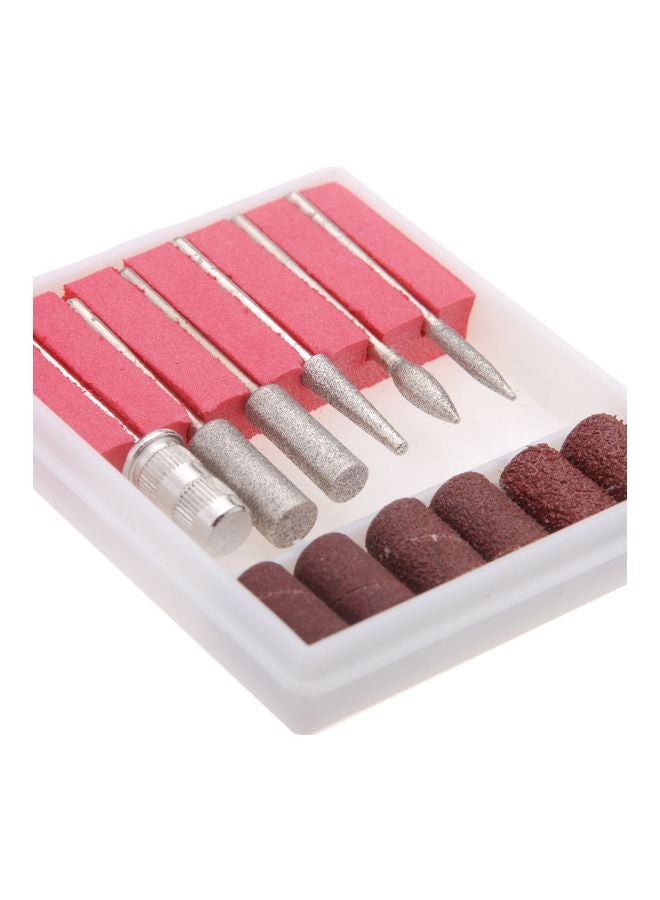 طقم لقم لمبرد الأظافر الكهربائي مكون من 6 قطع وردي / فضي - Image 3