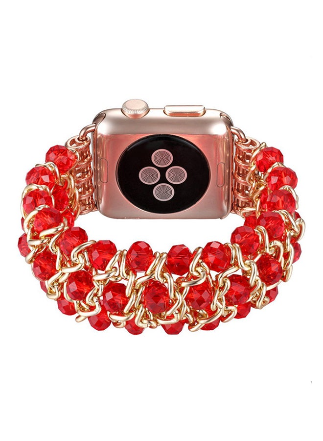 ISank Elasticized Crystal Strap Replacement Band for Apple Watch Series 1/2/3/4 38mm/40mm Red - Image 2