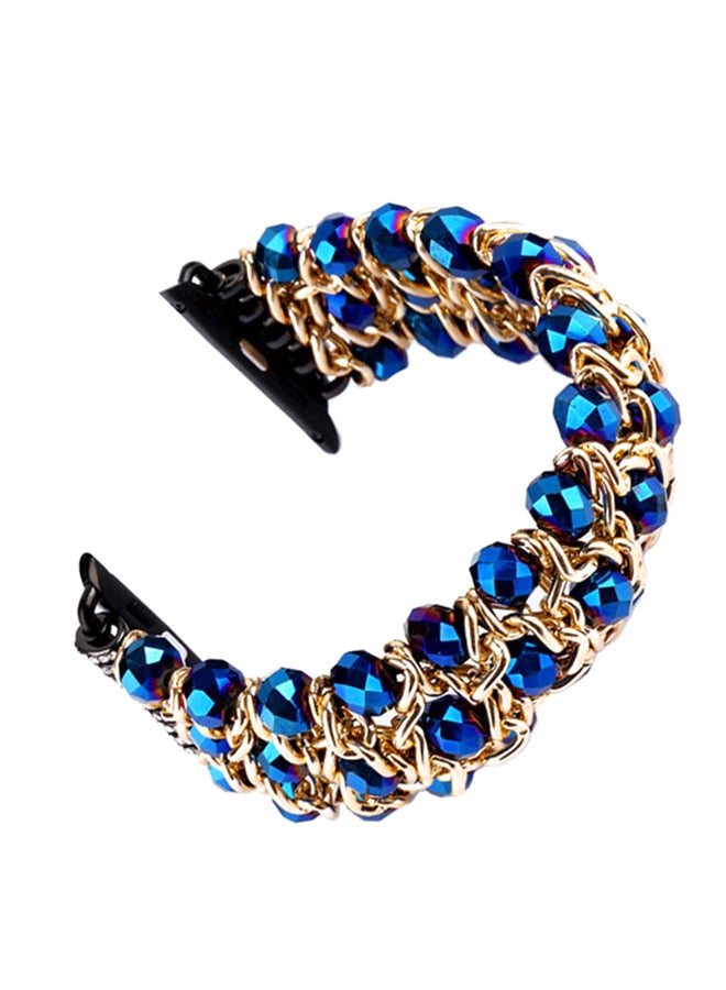 ISank Elasticized Crystal Strap Replacement Band for Apple Watch Series 1/2/3/4 38mm/40mm Blue - Image 1