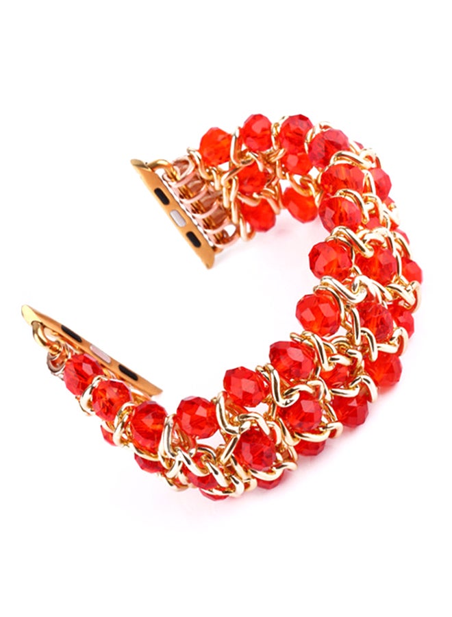 ISank Elasticized Crystal Strap Replacement Band for Apple Watch Series 1/2/3/4 42mm/44mm Red - Image 1