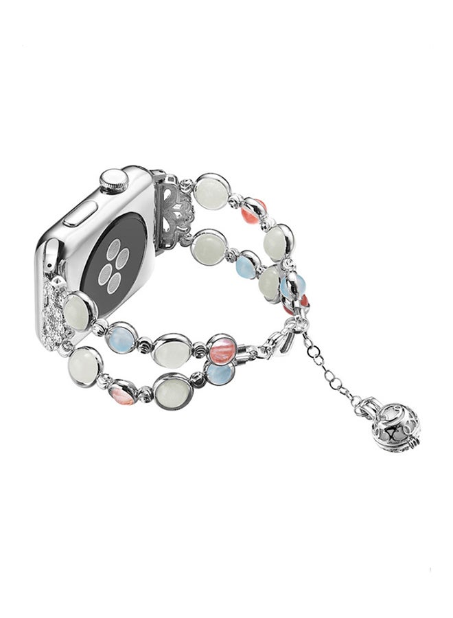 ISank - Luminous Strap Replacement Band for Apple Watch Series 1/2/3/4 38mm/40mm Silver - Image 1