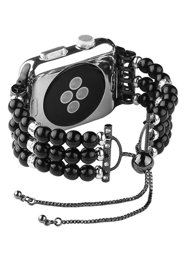 ISank Beaded Strap Replacement Band for Apple Watch Series 1/2/3/4 38mm/40mm Black - Image 2