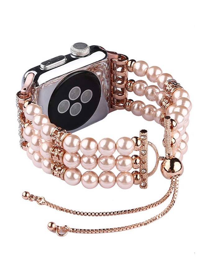ISank Beaded Strap Replacement Band for Apple Watch Series 1/2/3/4 42mm/44mm Rose Gold  - Image 2