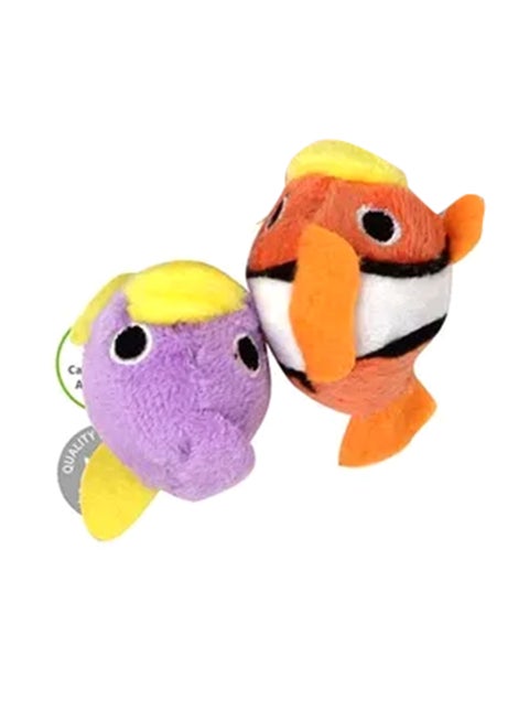 Pack Of 2 Fish Cat Toy Multicolour 2inch