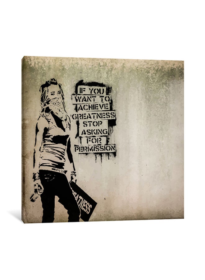 CanvasBy Banksy If You Want To Achieve Greatness Wall Art Canvas Print Multicolour 70x70x3.5cm  - Image 1