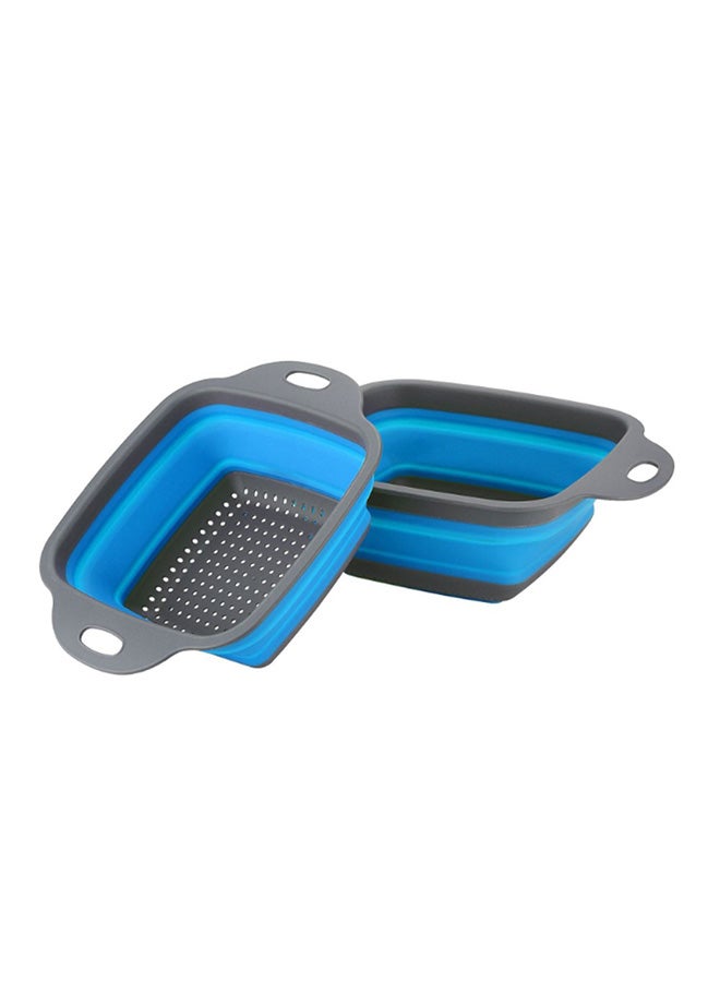 Collapsible Stretch Storage Basket Grey/Blue 11.81 x 9.84 x 5.91inch 
