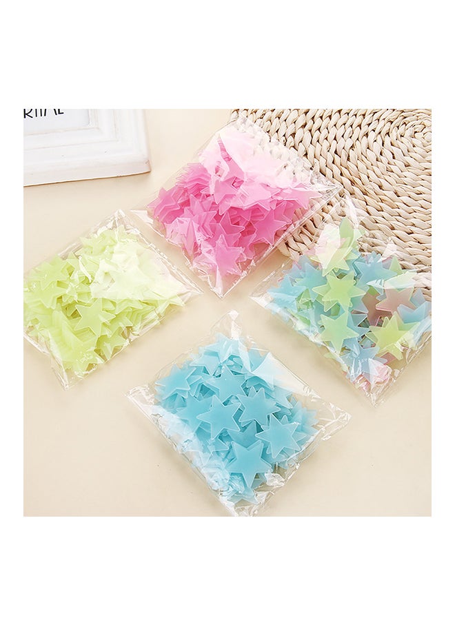 100-Piece Night-Luminous Glow Stars Stickers Multicolour 0.045kg - Image 1