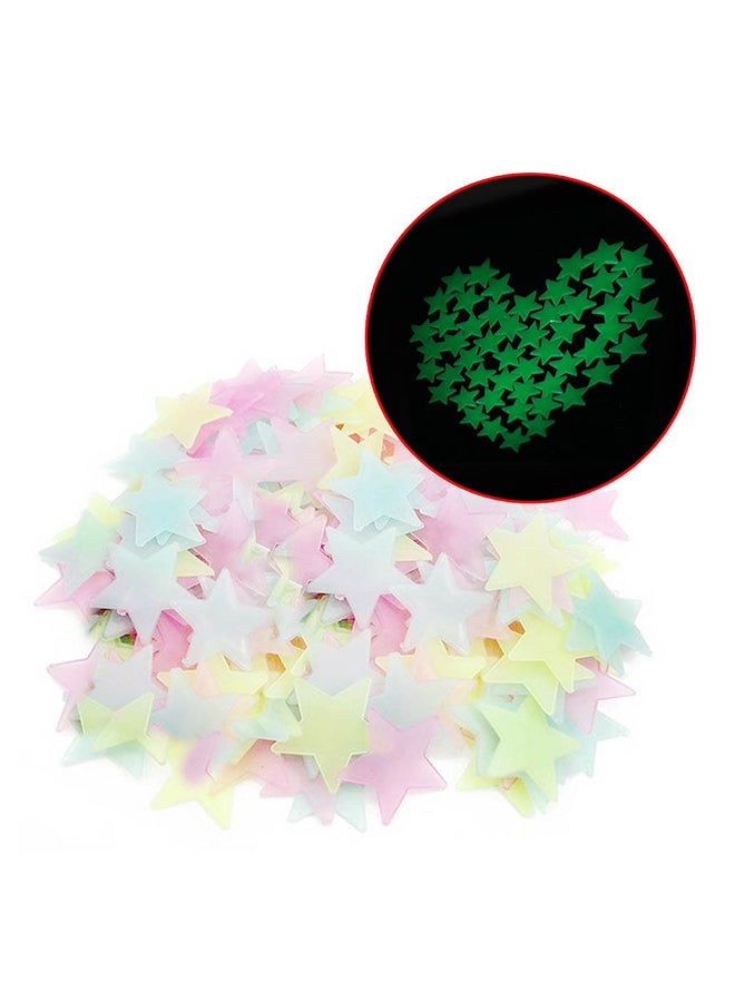 100-Piece Night-Luminous Glow Stars Stickers Multicolour 0.045kg - Image 2