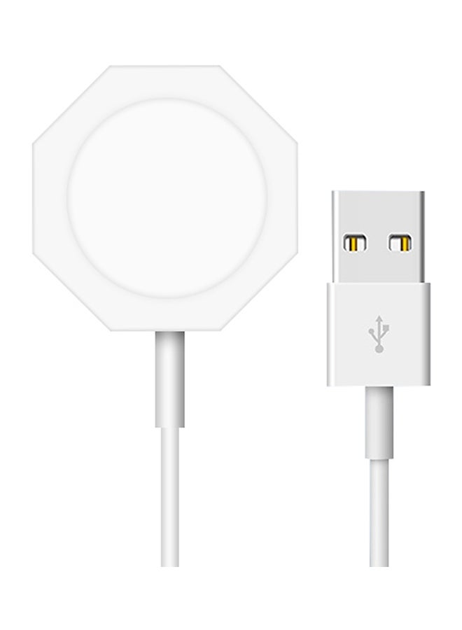 شاحن لاسلكي مغناطيسي بمنفذ USB للساعات الذكية أبيض - Image 2