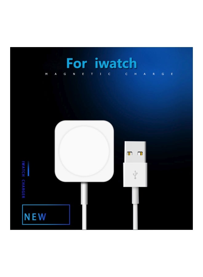 شاحن لاسلكي مغناطيسي بمنفذ USB للساعات الذكية أبيض - Image 3