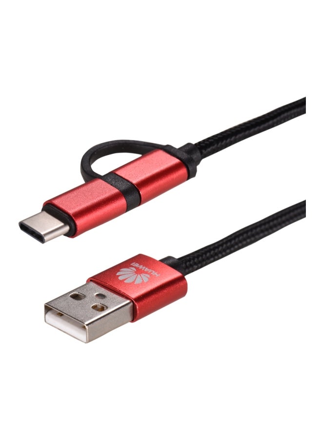 HUAWEI 2-In-1 USB Charging Cable For iPhone X 8 7 iPod iPad iOS Red/Black  - Image 3