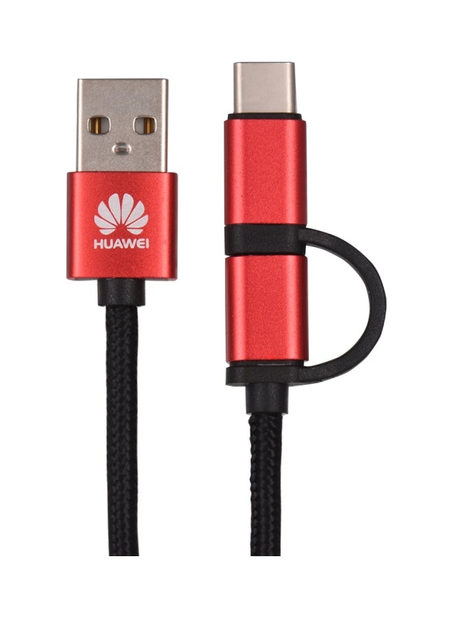 HUAWEI 2-In-1 USB Charging Cable For iPhone X 8 7 iPod iPad iOS Red/Black  - Image 2