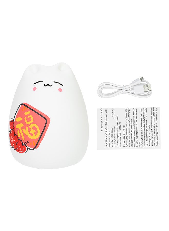 Silicone Cat Tapping Light White 15.8 x 12.7 x 12.7cm