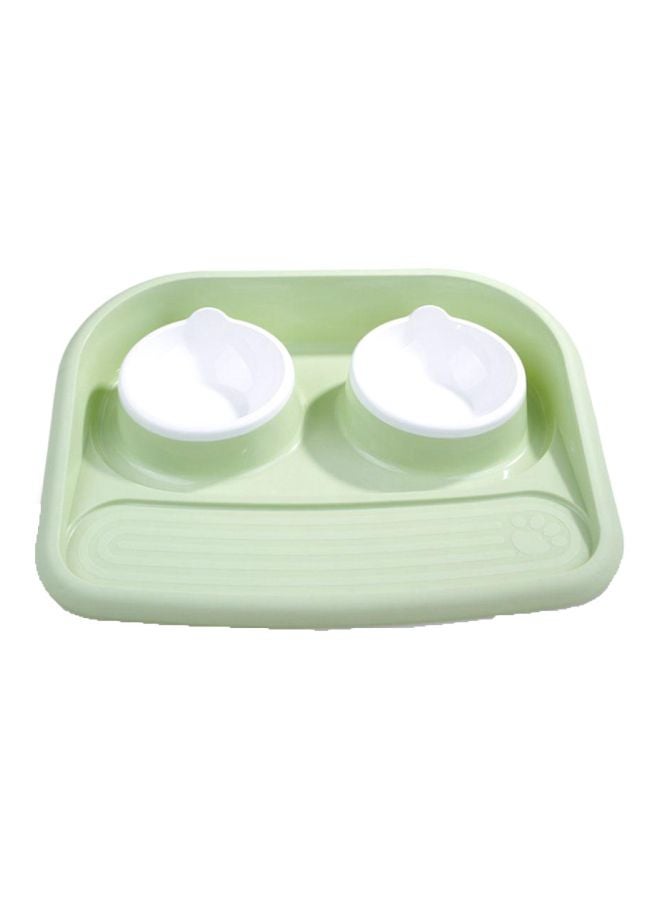 طقم سلطانية طعام للحيوانات الأليفة مكون من قطعتين أخضر/أبيض - Image 1