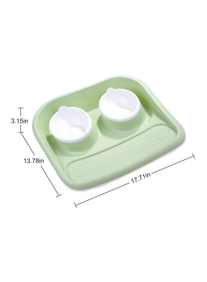 طقم سلطانية طعام للحيوانات الأليفة مكون من قطعتين أخضر/أبيض - Image 2