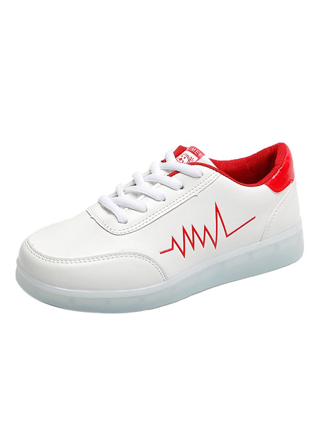 LED Flashing Lights Low Top Sneakers White/Red  - Image 1