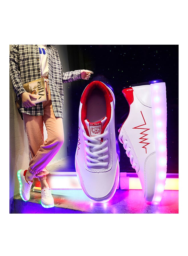 LED Flashing Lights Low Top Sneakers White/Red  - Image 3