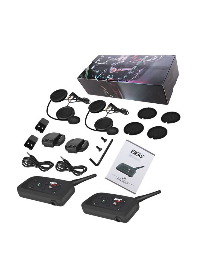 EJEAS - 2-Piece Bluetooth Motorcycle Helmet Intercom Headset Black - Image 1