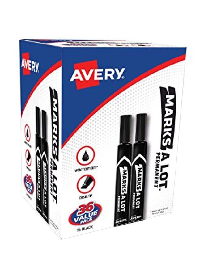 طقم أقلام تحديد دائمة ماركس إيه لوت مكون من 36 قطعة أسود