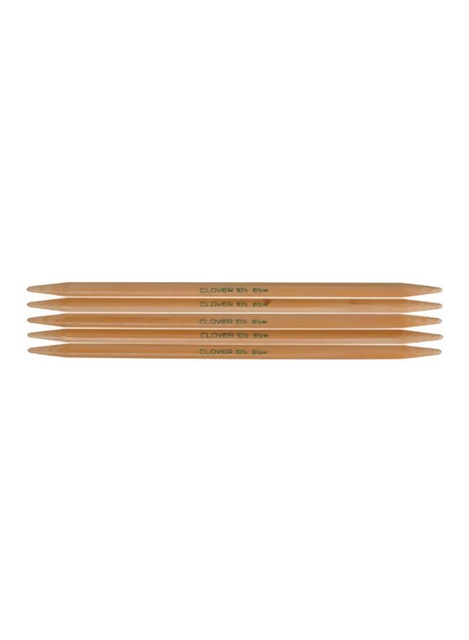 Clover 5-Piece Double Point Bamboo Knitting Needles Beige 9.1 x 1.8 x 0.2inch 