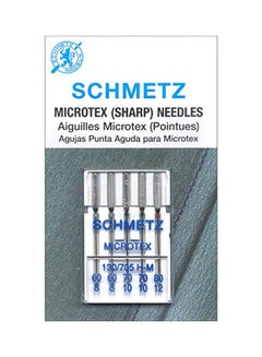 5-Piece Microtex Sharp Machine Needle Silver 0.2x2.2x3.8inch