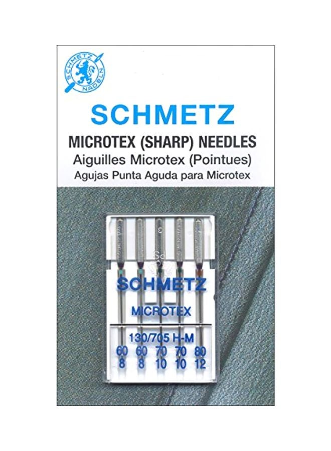 Euro-Notions - 5-Piece Microtex Sharp Machine Needle Silver 0.2x2.2x3.8inch - Image 1