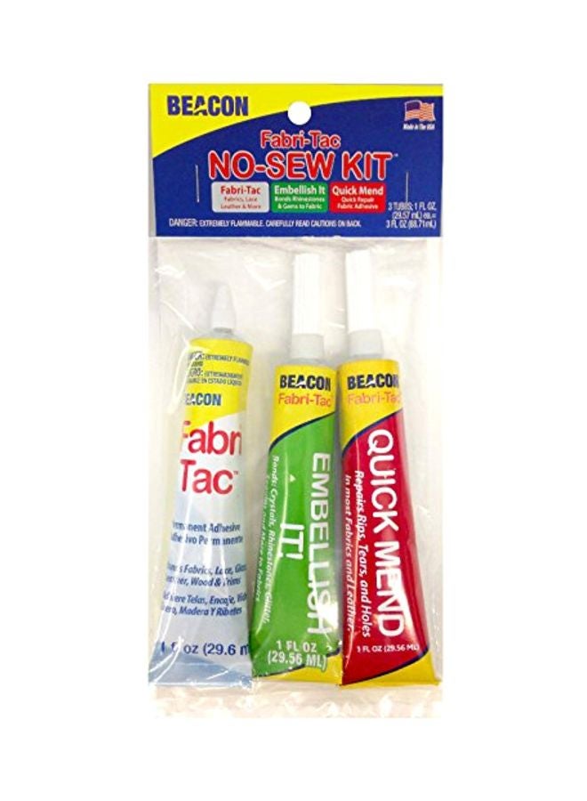 3-Piece Fabri-Tac No Sew Kit Adhesive Multicolour