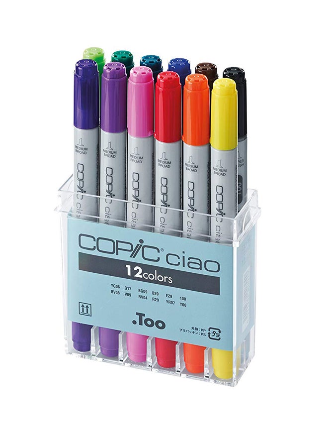 كوبك ماركر أقلام ماركر سياو أساسية مكونة من 12 قطعة متعدد الألوان - Image 1