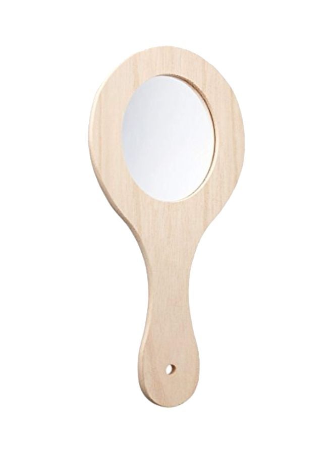 Darice Unfinished Wooden Handle Mirror Beige/Clear 8.4x5x0.3inch  - Image 1