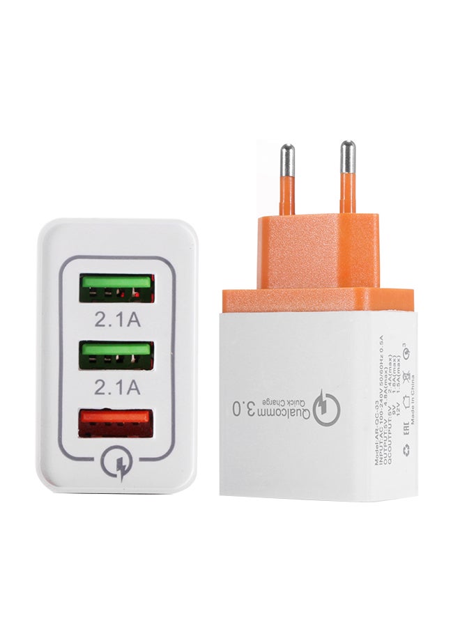 ماركة غير محددة شاحن محمول للسفر بثلاثة منافذ USB للهواتف الذكية وأجهزة التابلت برتقالي  - Image 1