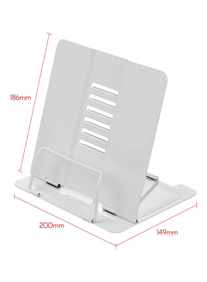 Steel Book Holder Adjustable Six Angles Bookstand White - Image 2