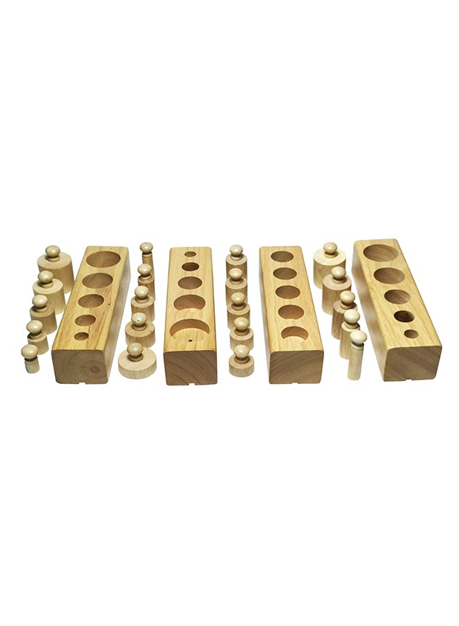 Beauenty Montessori Wooden Cylinder Socket Family Pack Early Learning Education Toy 16x16x3.5cm  - Image 1