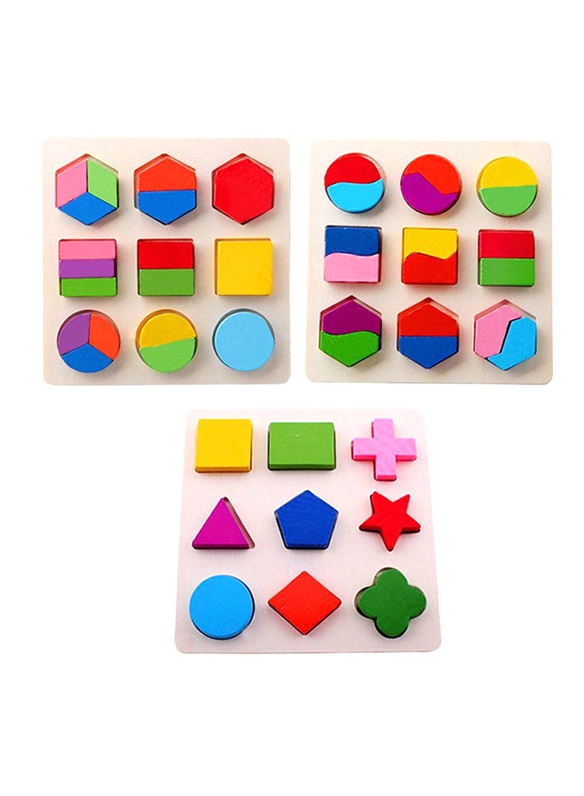 Beauenty 3 Packs Wooden Multifunction Children Math Shapes Geometric Puzzle Learning Education Toys  - Image 1