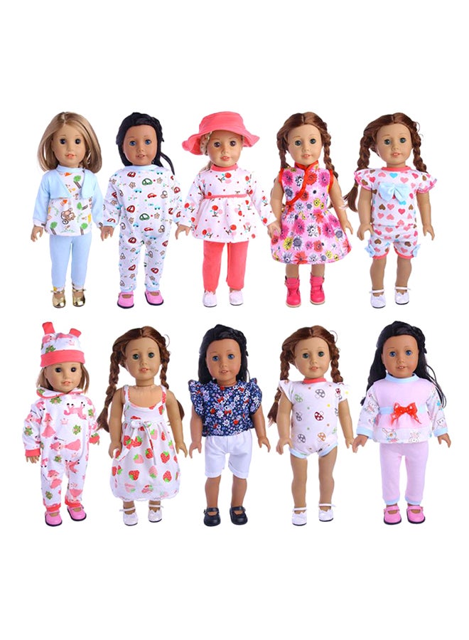 بيوينتي طقم دمى الفتيات الأمريكيَّات مع ملابسهنَّ من 10 قطع