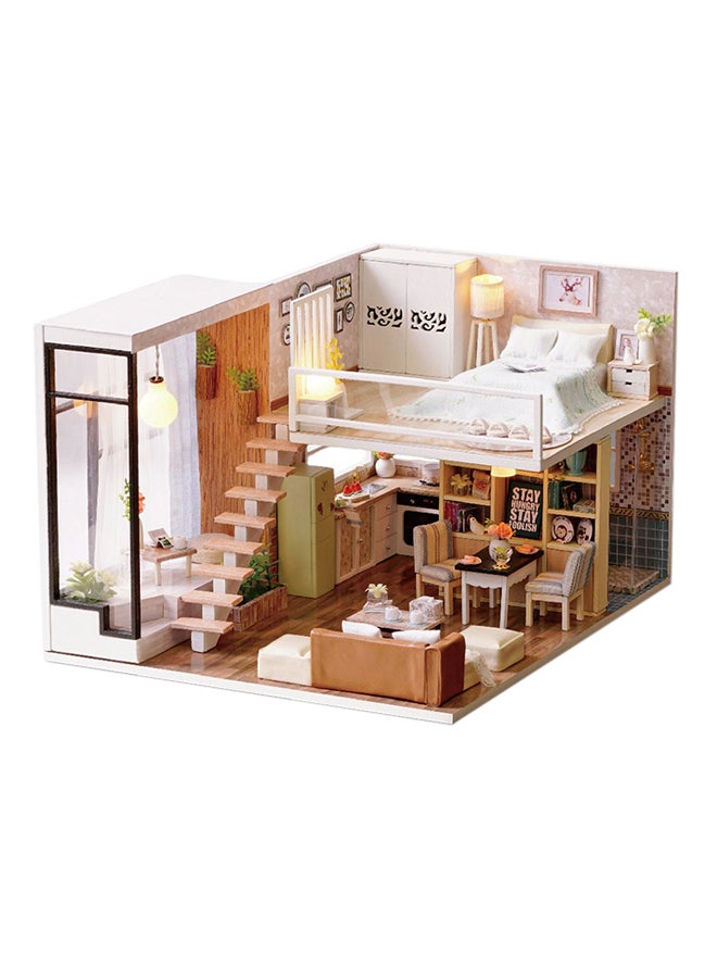 Beauenty Miniature Loft Dollhouse Kit Realistic Mini 3D Wooden House Room Toy With Furniture Led Lights