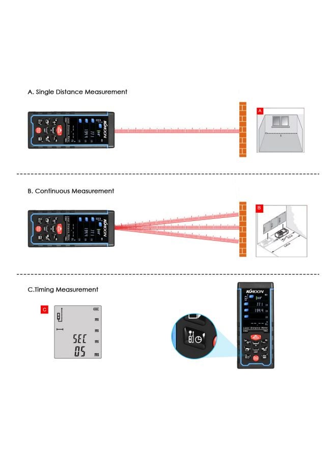 KKmoon Portable Handheld Rechargeable Digital Laser Black/Blue - Image 4