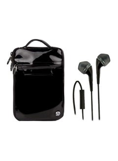 Patent Leather Carrying Sleeve For iView I785Q/I-800QW 8-Inch Tablets With Headphones Black