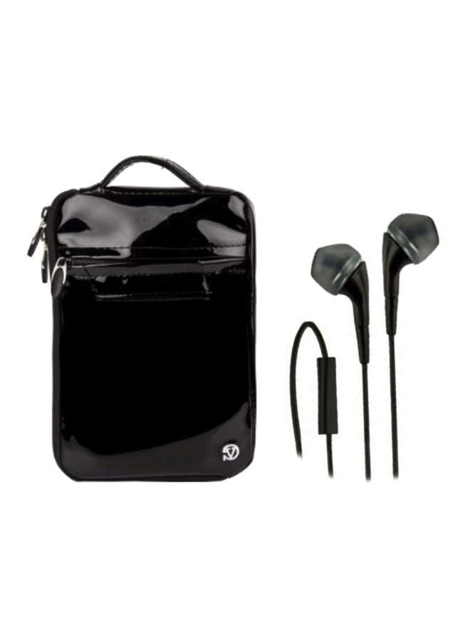 VanGoddy - Patent Leather Carrying Sleeve For iView I785Q/I-800QW 8-Inch Tablets With Headphones Black - Image 1