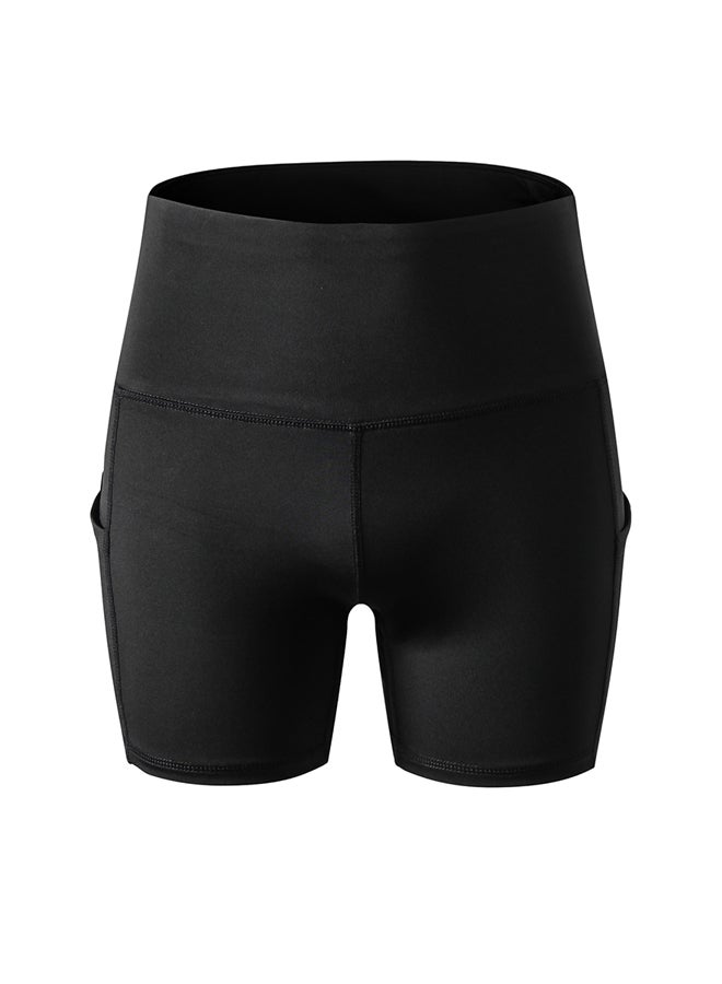 Generic Stretchable High Waist Yoga Short Pants Black  - Image 1