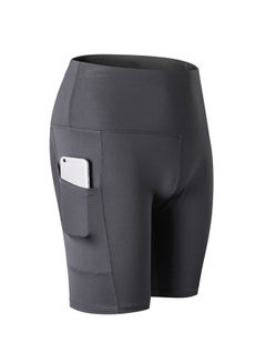 Stretchable High Waist Yoga Short Pants Grey