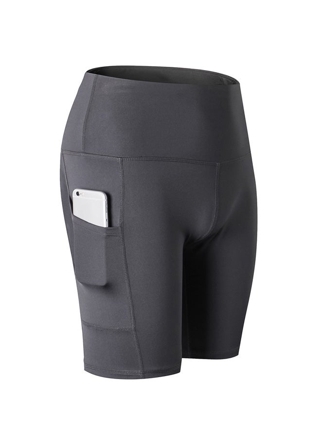 Generic - Stretchable High Waist Yoga Short Pants Grey - Image 1