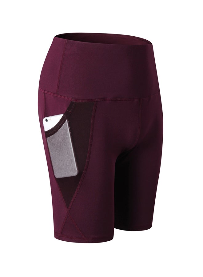 Sports Yoga Short Training Pants Burgundy  - Image 1