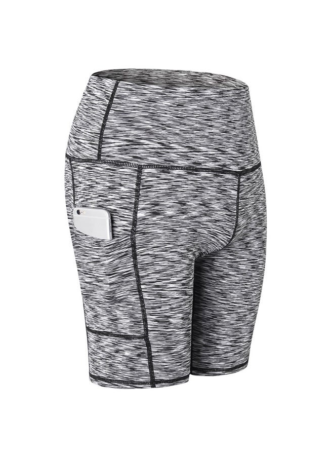 Generic - Stretchable High Waist Yoga Short Pants Light Grey - Image 1